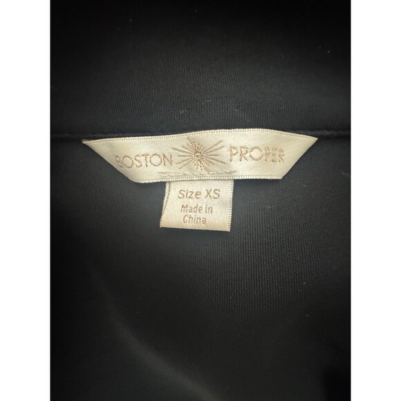 Boston Proper Black Laser Cut Long Sleeve Zip Jacket w/Pockets Sz XS Athleisure - Picture 7 of 10